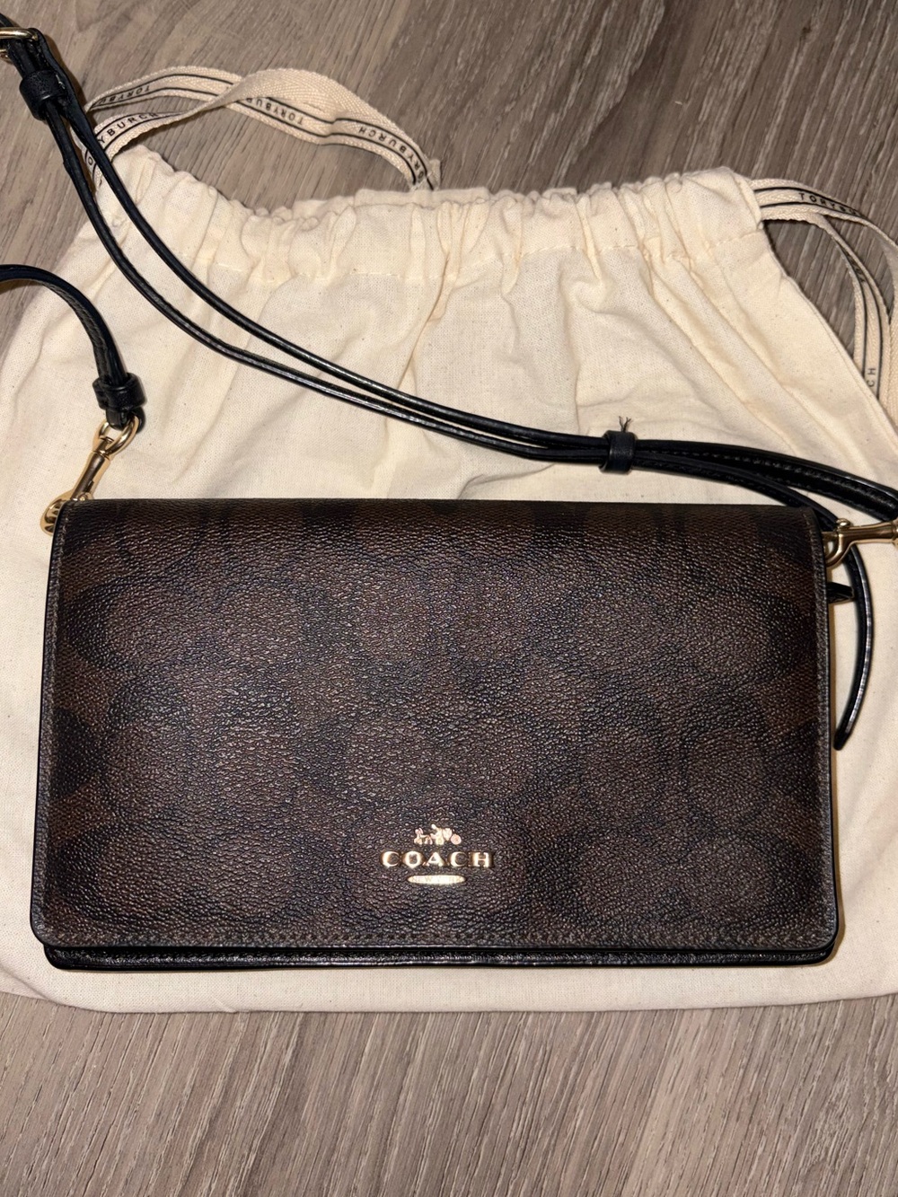 Coach Brown and Black Signature Crossbody